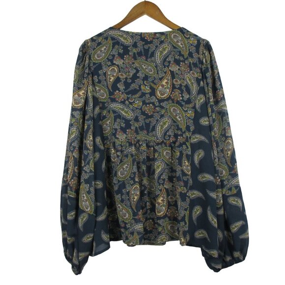 Heyson Top Blouse V-Neck baby doll long sleeve Boho size 2XL NWT $78 - Picture 4 of 8